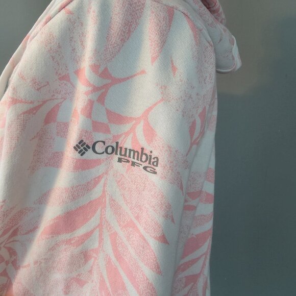 Columbia Women's Hoodie Sweatshirt Pink and White Floral Pattern Size Small - Picture 3 of 10